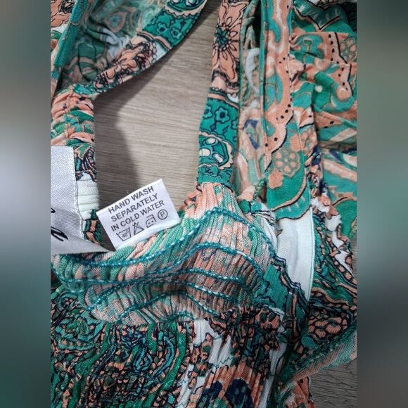 Floral Paisley Boho Sleeveless Dress Ruffle Straps Henna - Picture 4 of 7